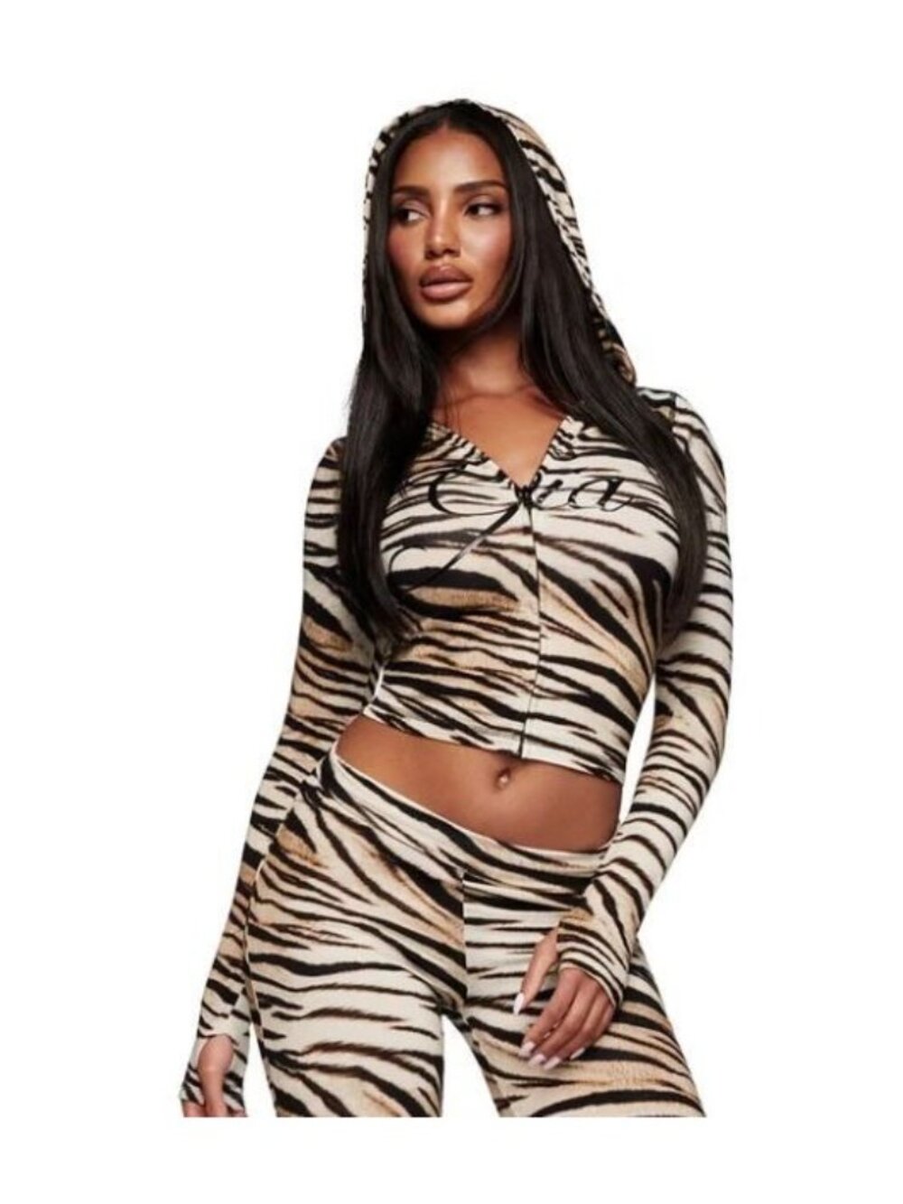 I AM GIA Light Tigress Blare Hoodie Top Women Size XXS NWT Full Zip Long Sleeve